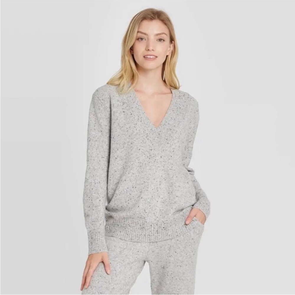 Stars Above Knit V Neck Sweater and Bottoms Pajama Set